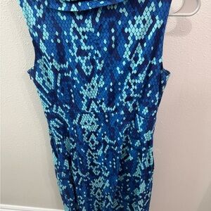 Lilly Pulitzer Blue and Aqua Sleeveless Midi Dress